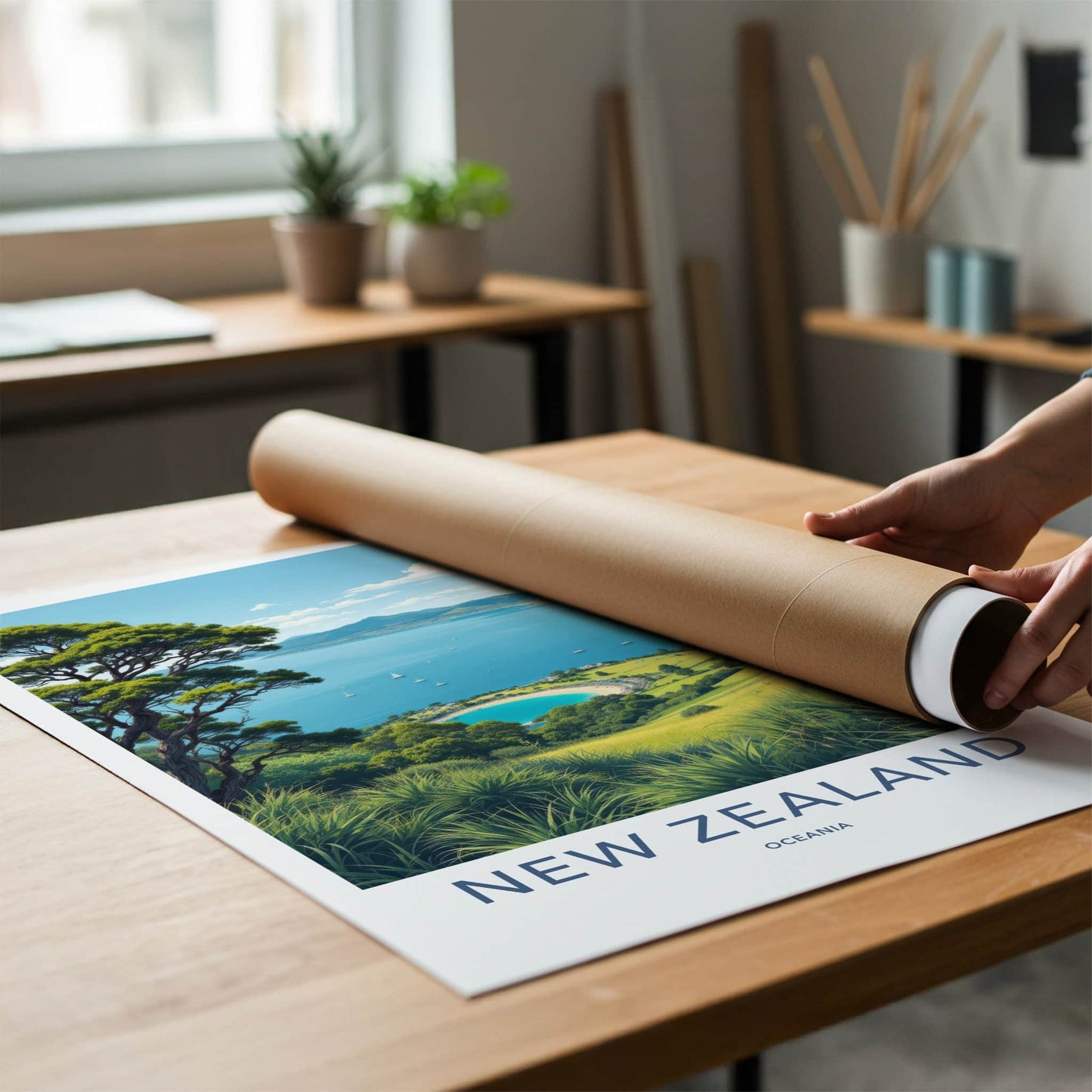 New Zealand Poster - New Zealand Travel Art - Coastal Bay Vista Home Decor