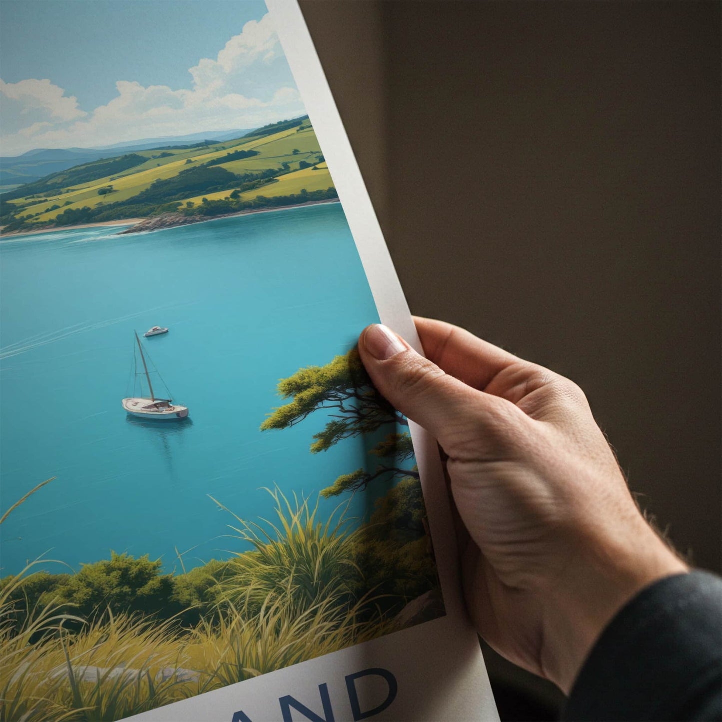 New Zealand Poster - New Zealand Travel Art - Sailboats Blue Waters Home Decor
