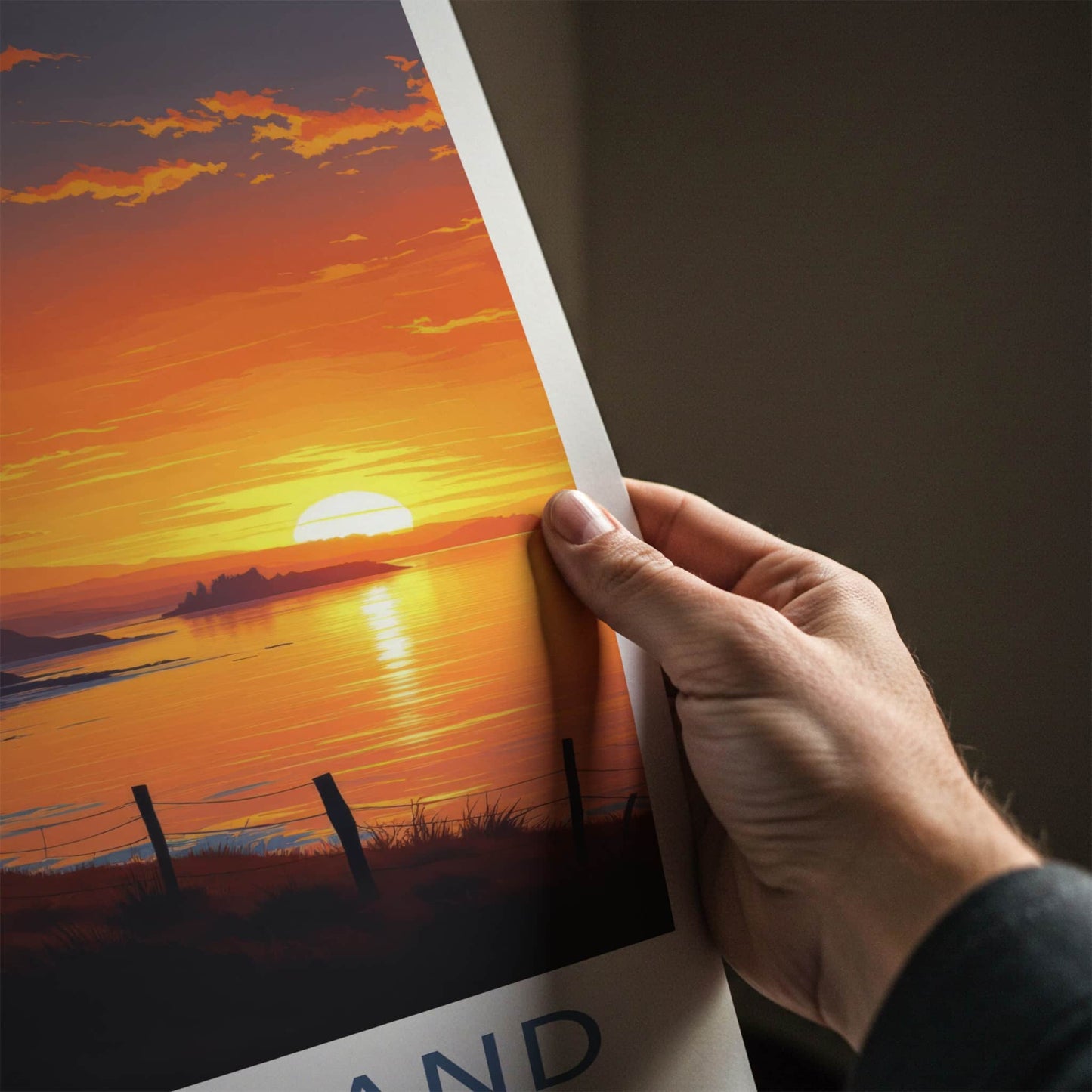 New Zealand Poster - New Zealand Travel Print - Golden Coastal Horizon Home Decor