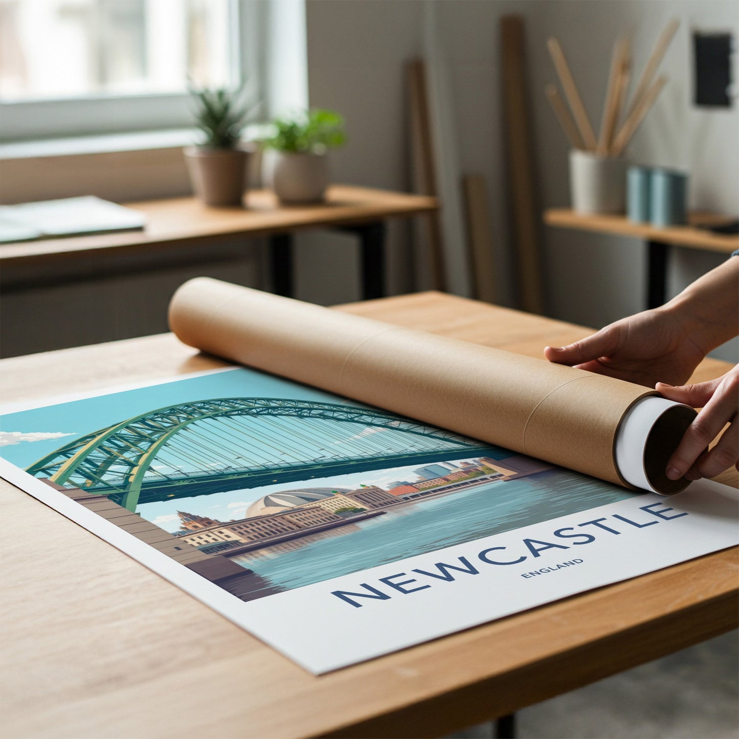 Newcastle Poster - England Travel Art - River Tyne Bridge Home Decor