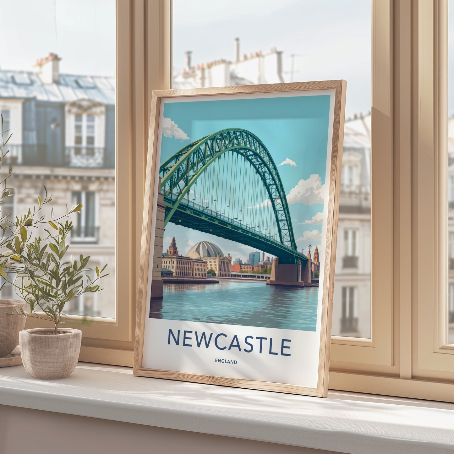 Newcastle Poster - England Travel Art - River Tyne Bridge Home Decor