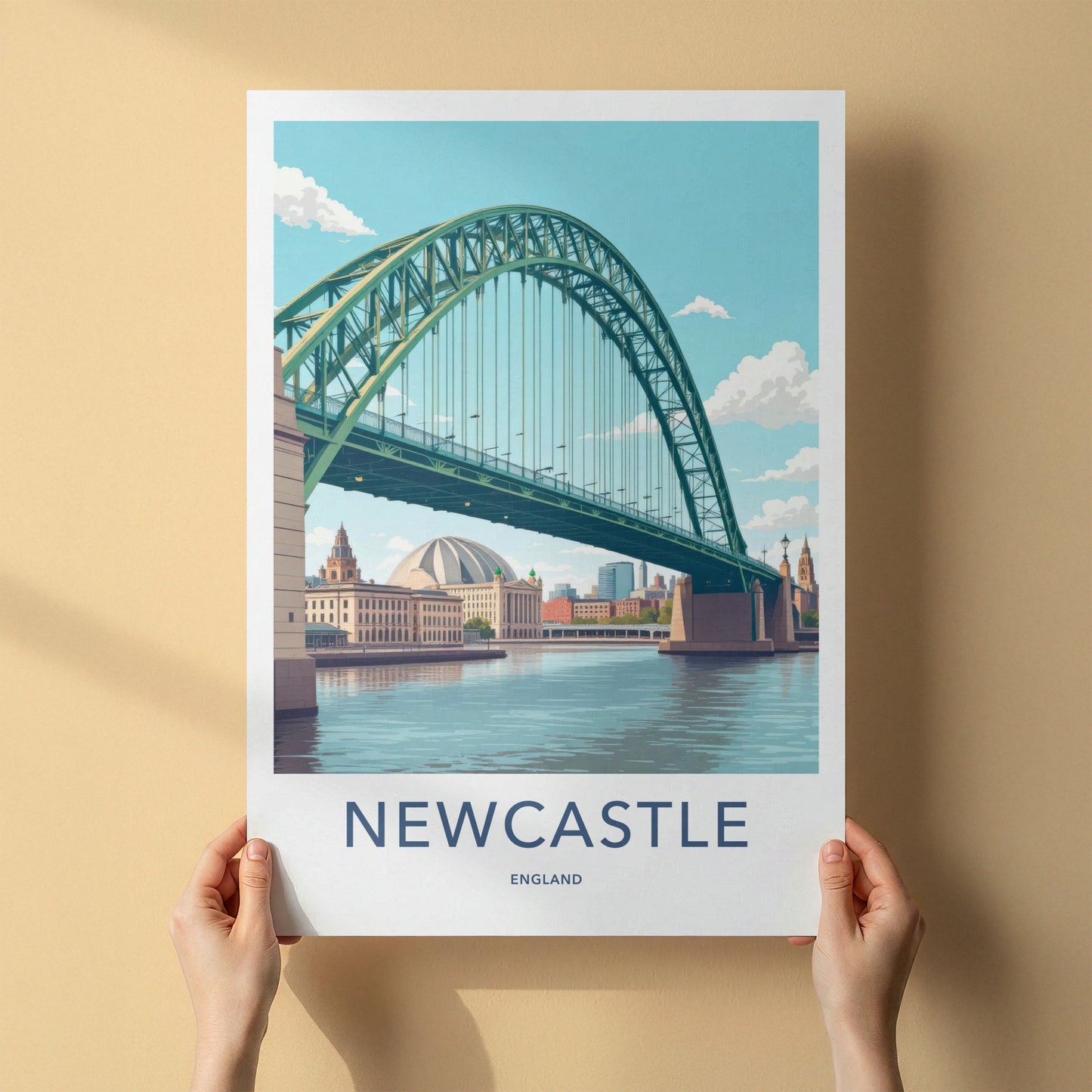 Newcastle Poster - England Travel Art - River Tyne Bridge Home Decor
