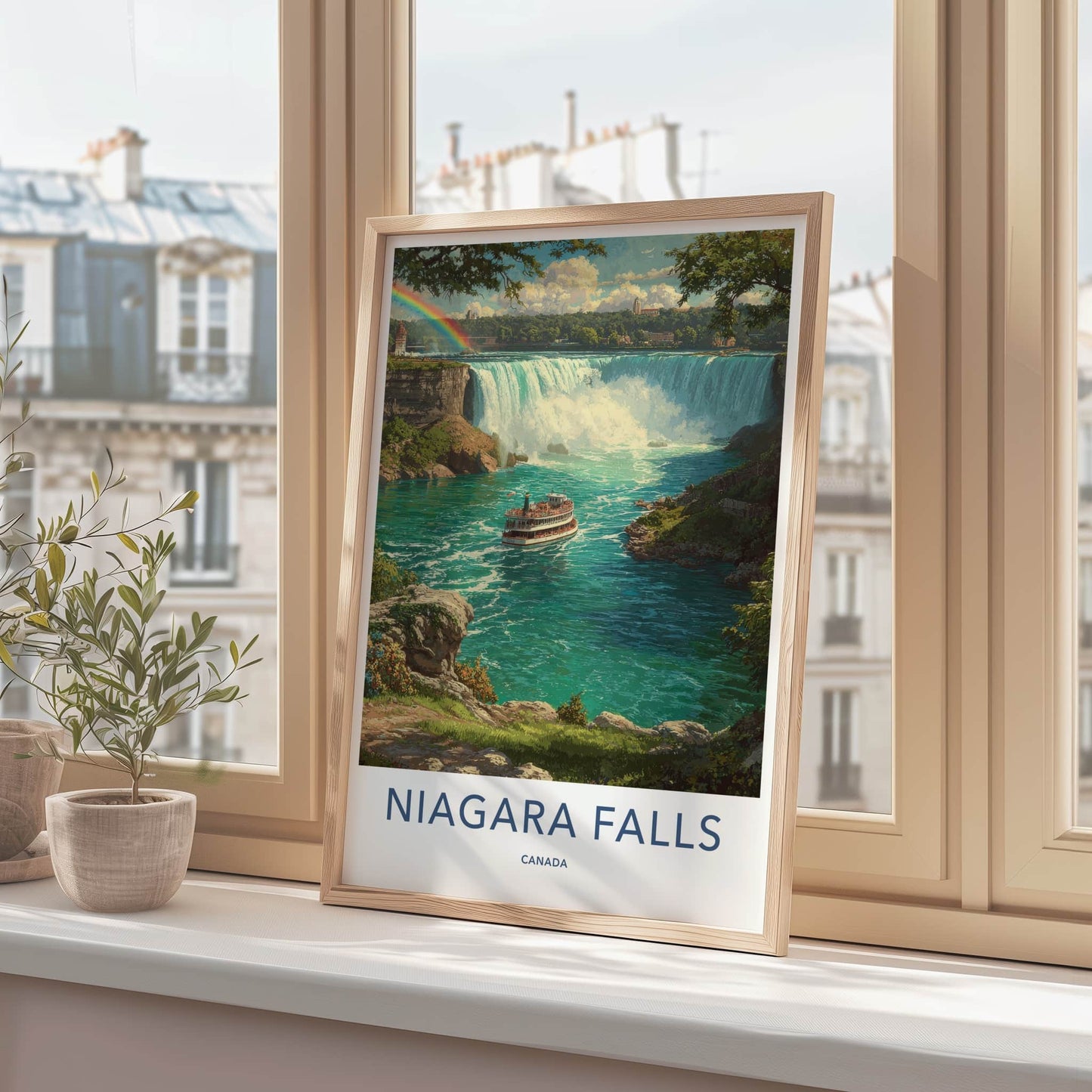 Niagara Falls Poster - Canada Art Print - Rainbow Boat Scenery Gallery Art