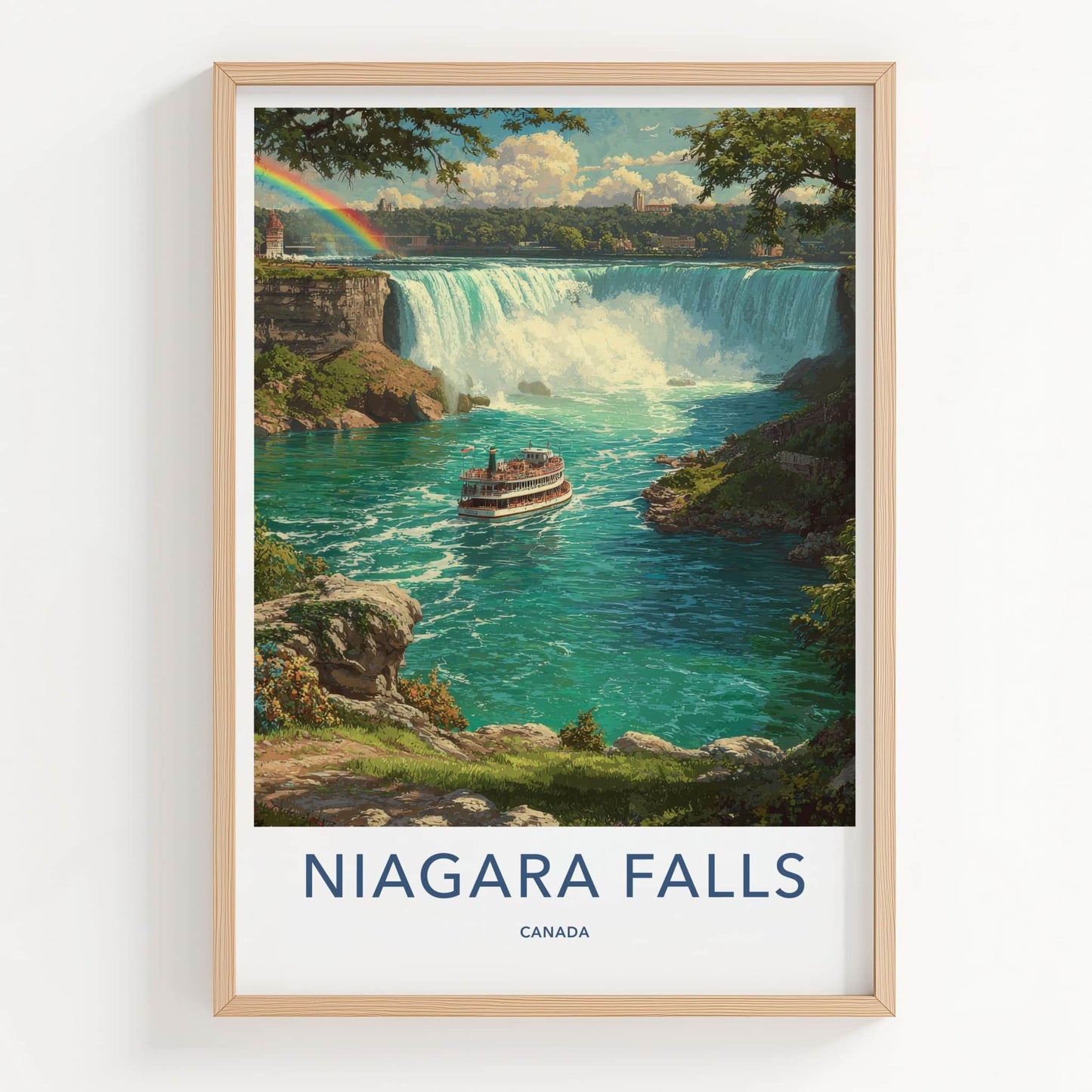 Niagara Falls Poster - Canada Art Print - Rainbow Boat Scenery Gallery Art