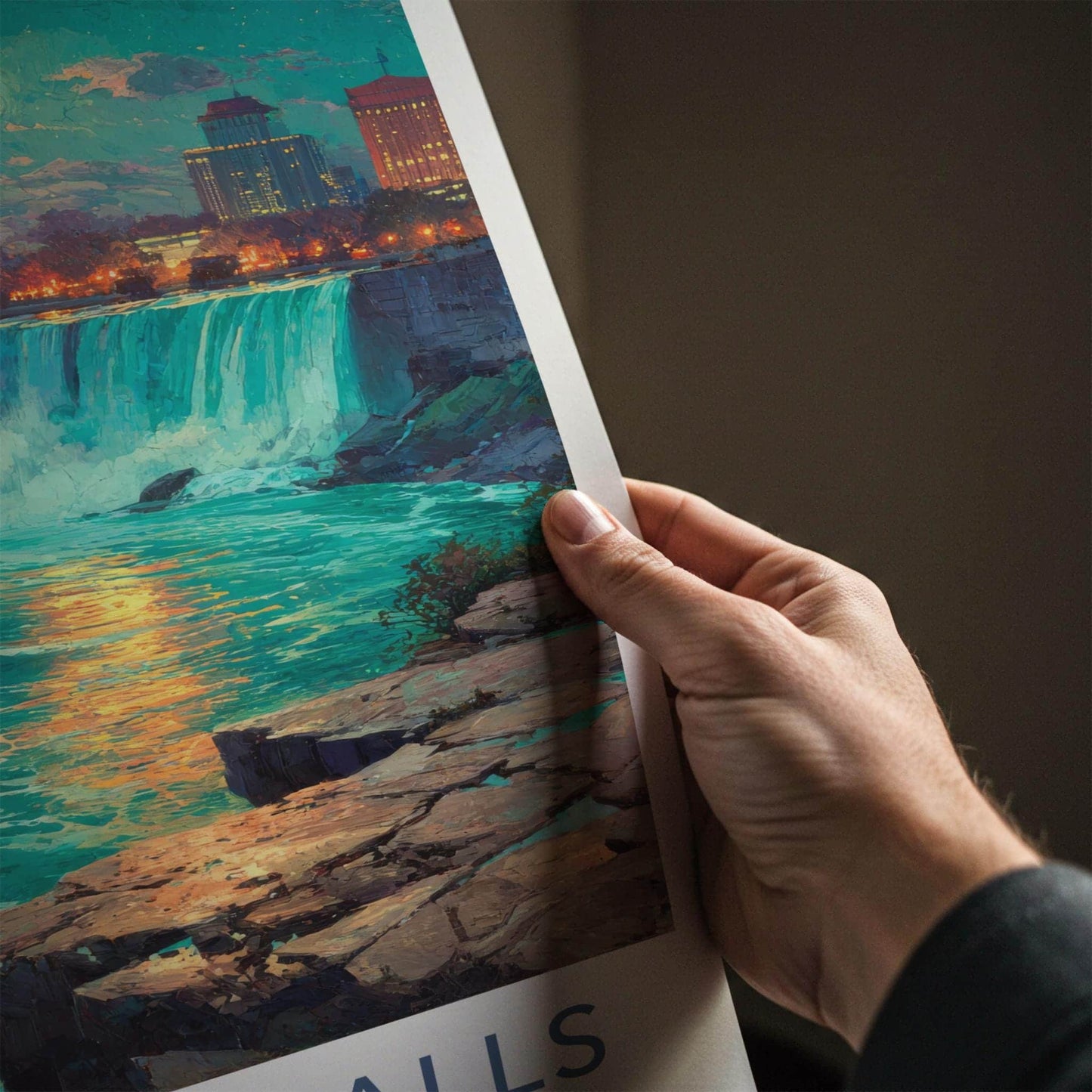 Niagara Falls Poster - Canada Travel Art - Moonlit Falls City Home Decor