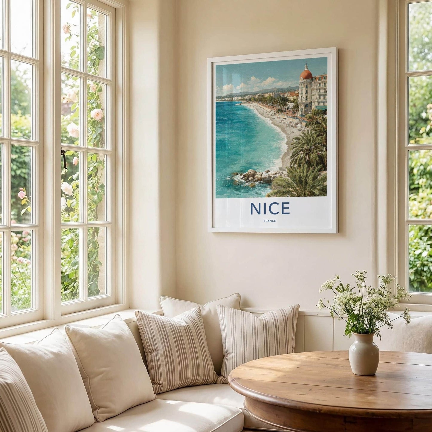 Nice Poster - France Art Print - Coastal resort panorama Wall Decor