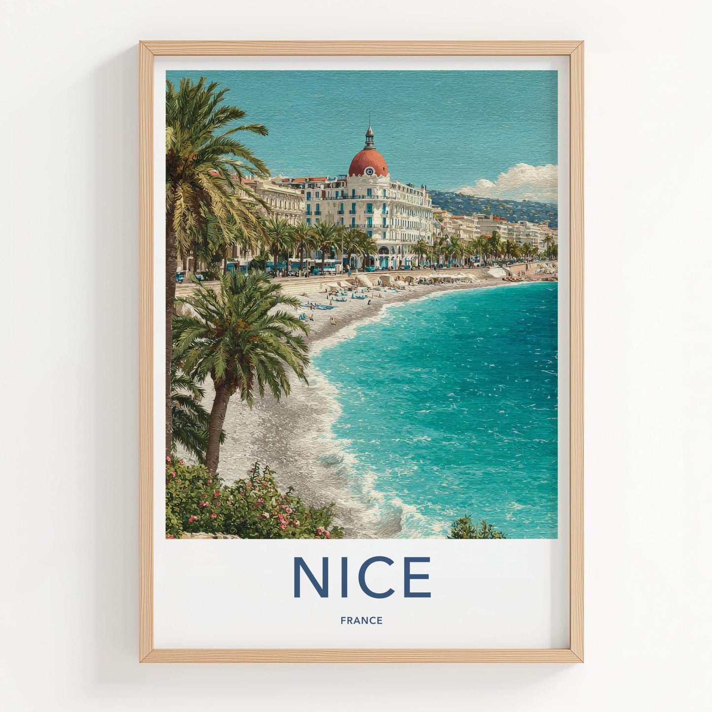 Nice Poster - France Travel Art - Coastal City Promenade Home Decor