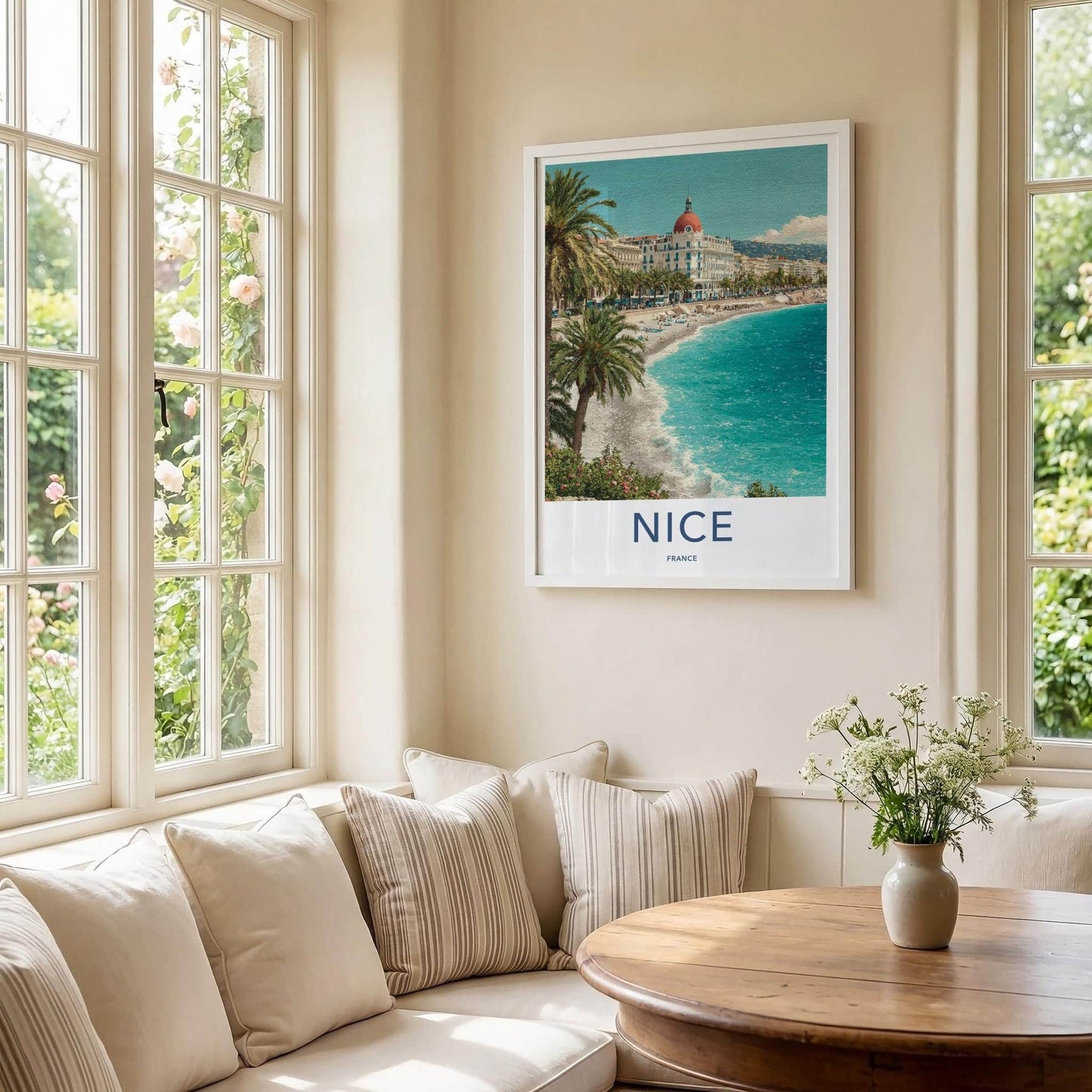 Nice Poster - France Travel Art - Coastal City Promenade Home Decor