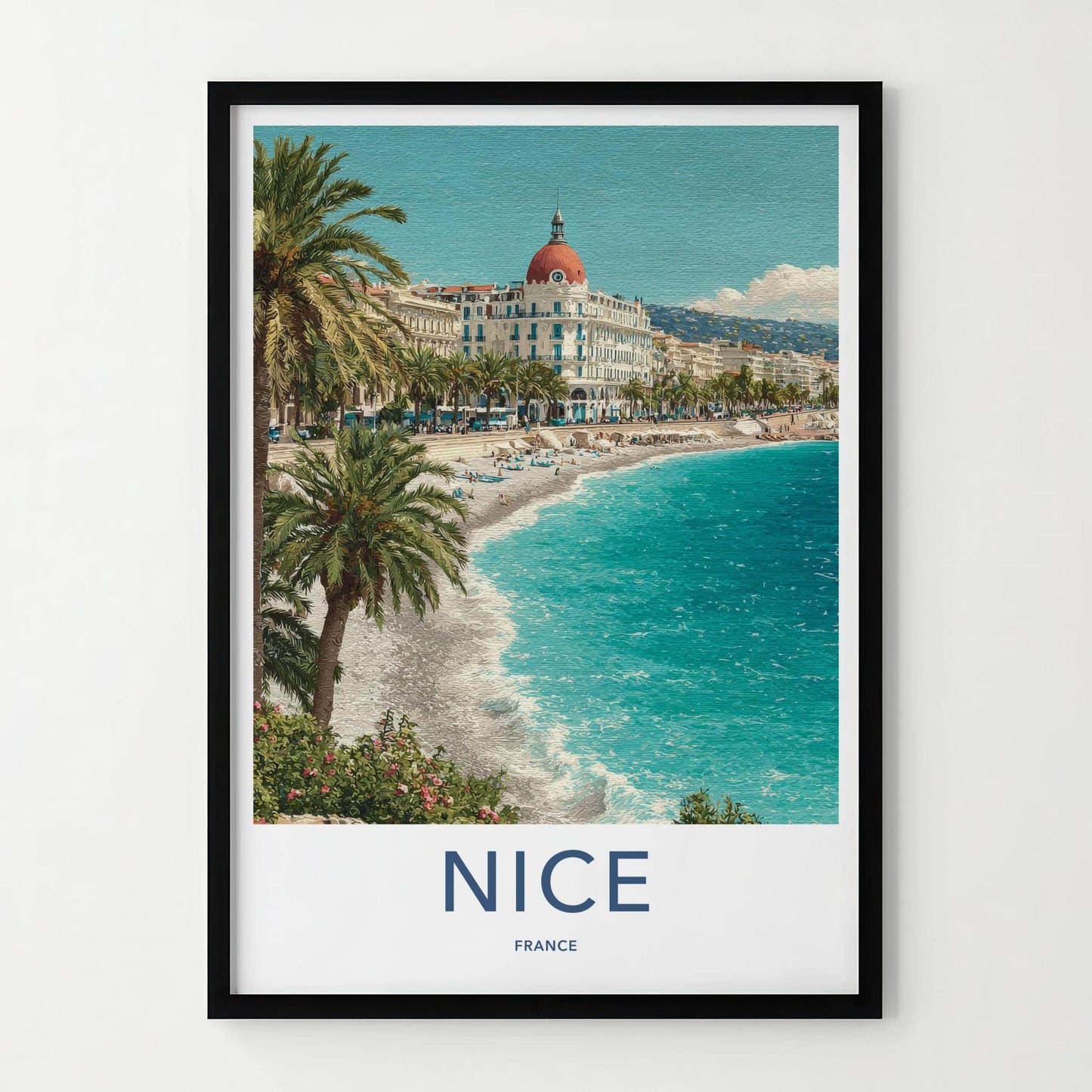 Nice Poster - France Travel Art - Coastal City Promenade Home Decor