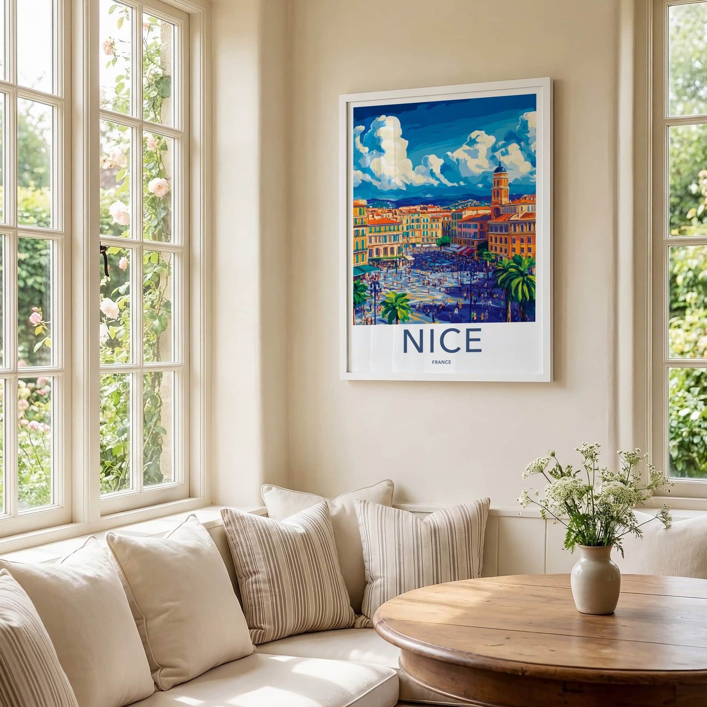 Nice Poster - France Travel Art - Vibrant City Life Lounge Decor