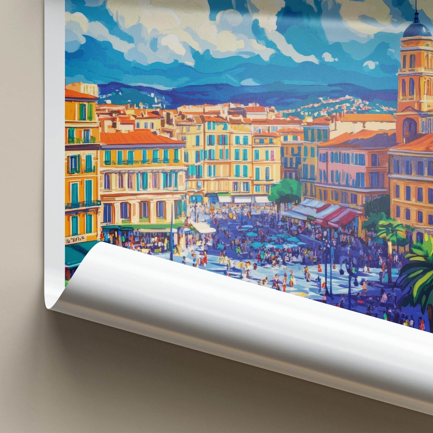 Nice Poster - France Travel Art - Vibrant City Life Lounge Decor
