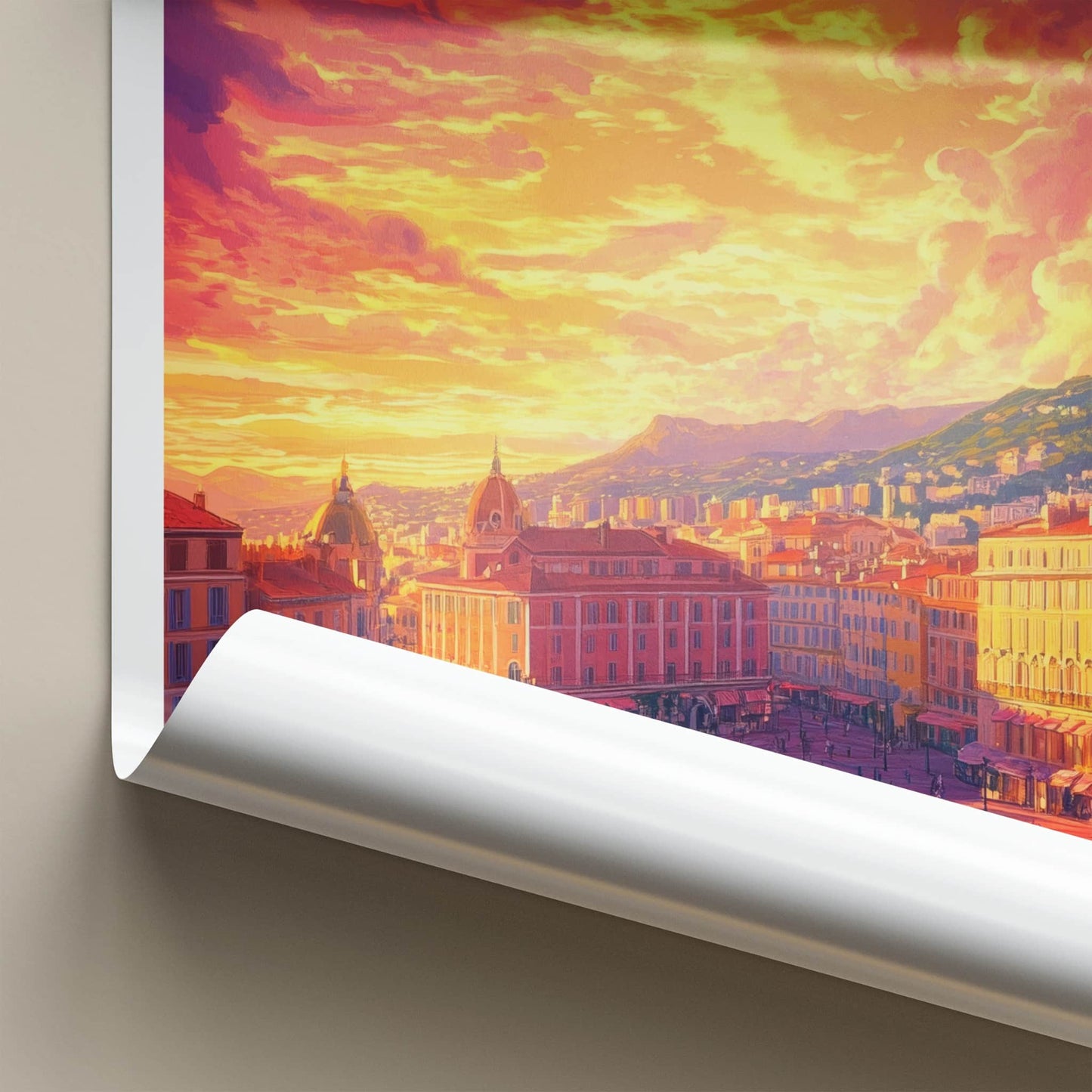 Nice Poster - France Travel Art - Vibrant City Sunset Home Decor