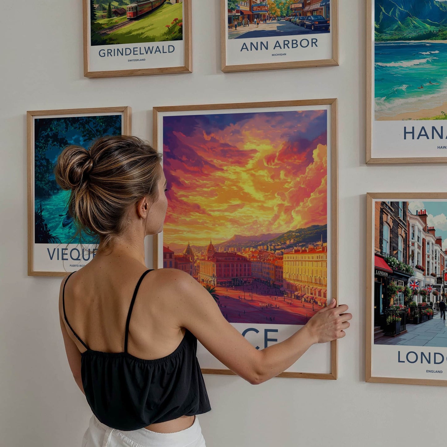 Nice Poster - France Travel Art - Vibrant City Sunset Home Decor