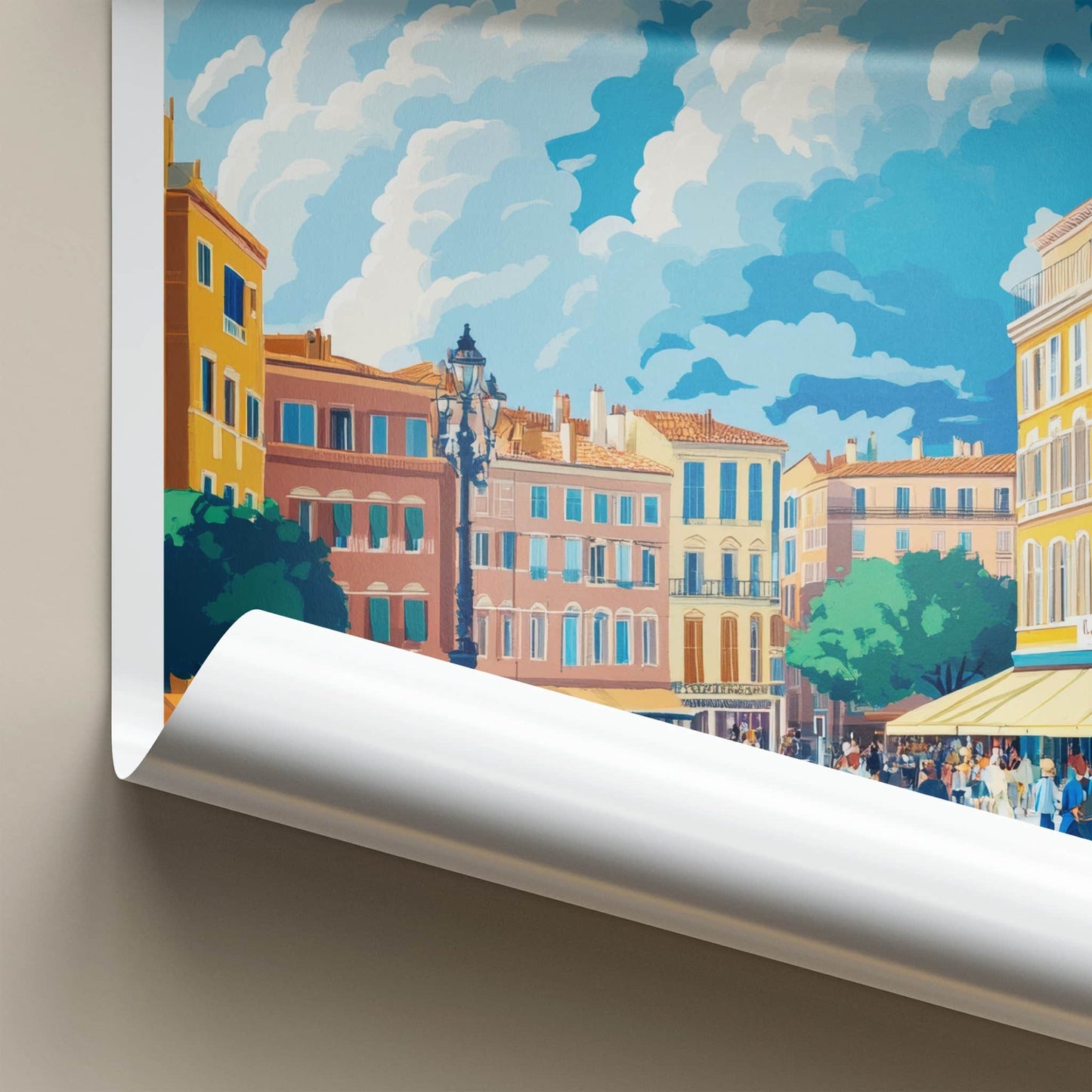 Nice Poster - France Travel Art - Vibrant Street Scene Home Decor
