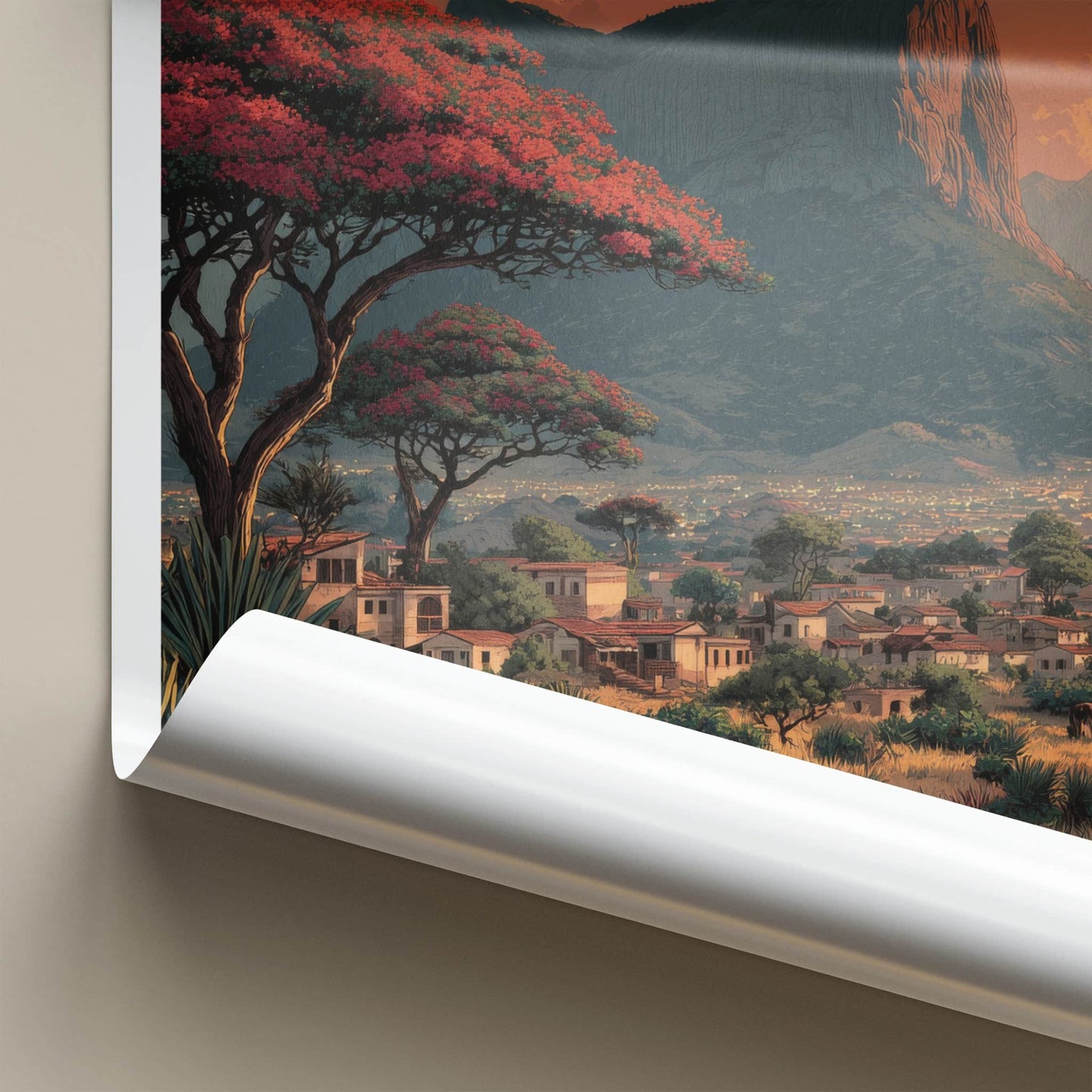 Nigeria Poster - Africa Travel Art - Red Trees Cityscape Home Decor