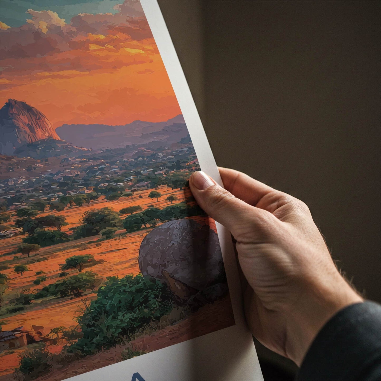 Nigeria Poster - Nigeria Travel Art - Sunset Mountain Village Home Decor