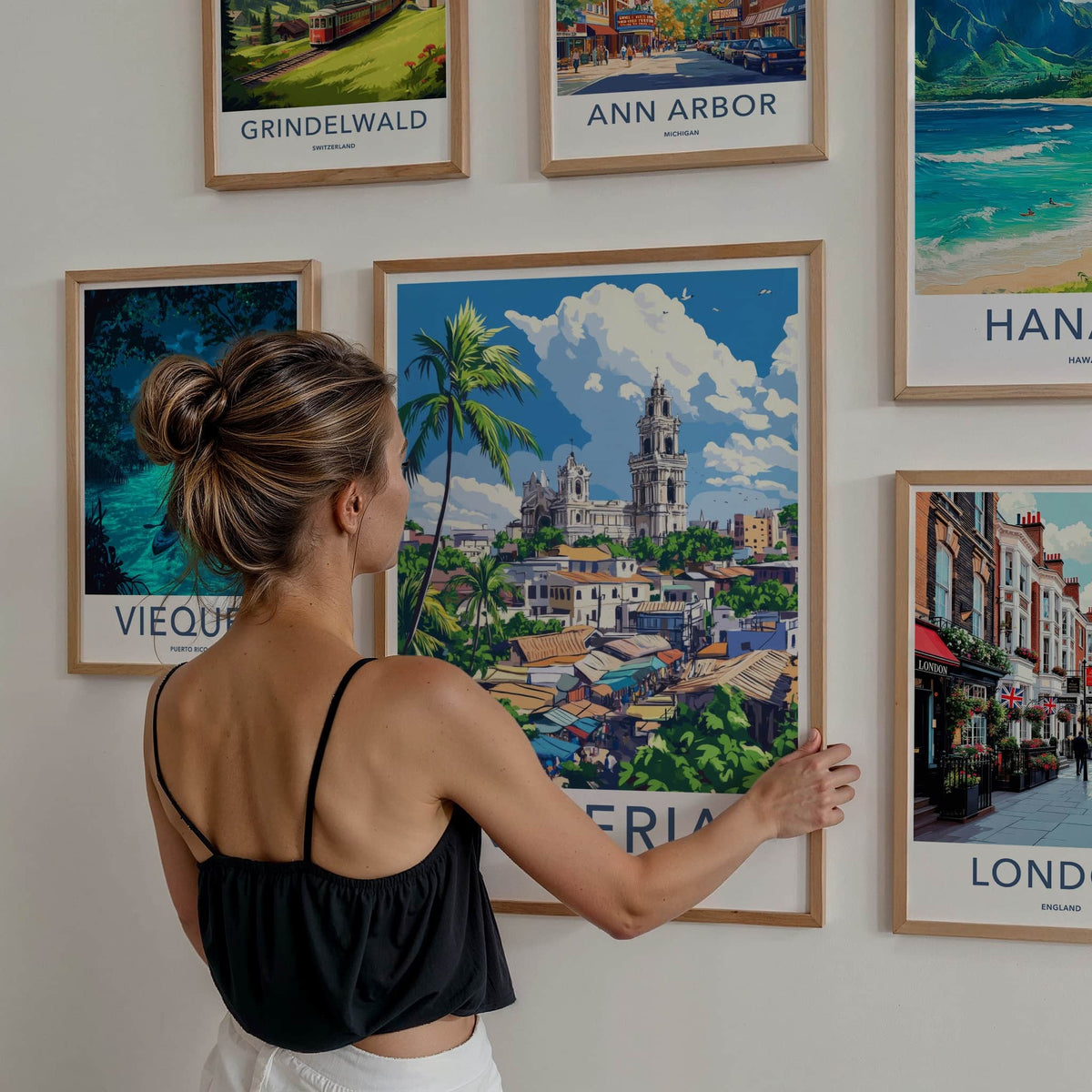Nigeria Poster - Nigeria Travel Art - Tropical Cityscape Market Home Decor