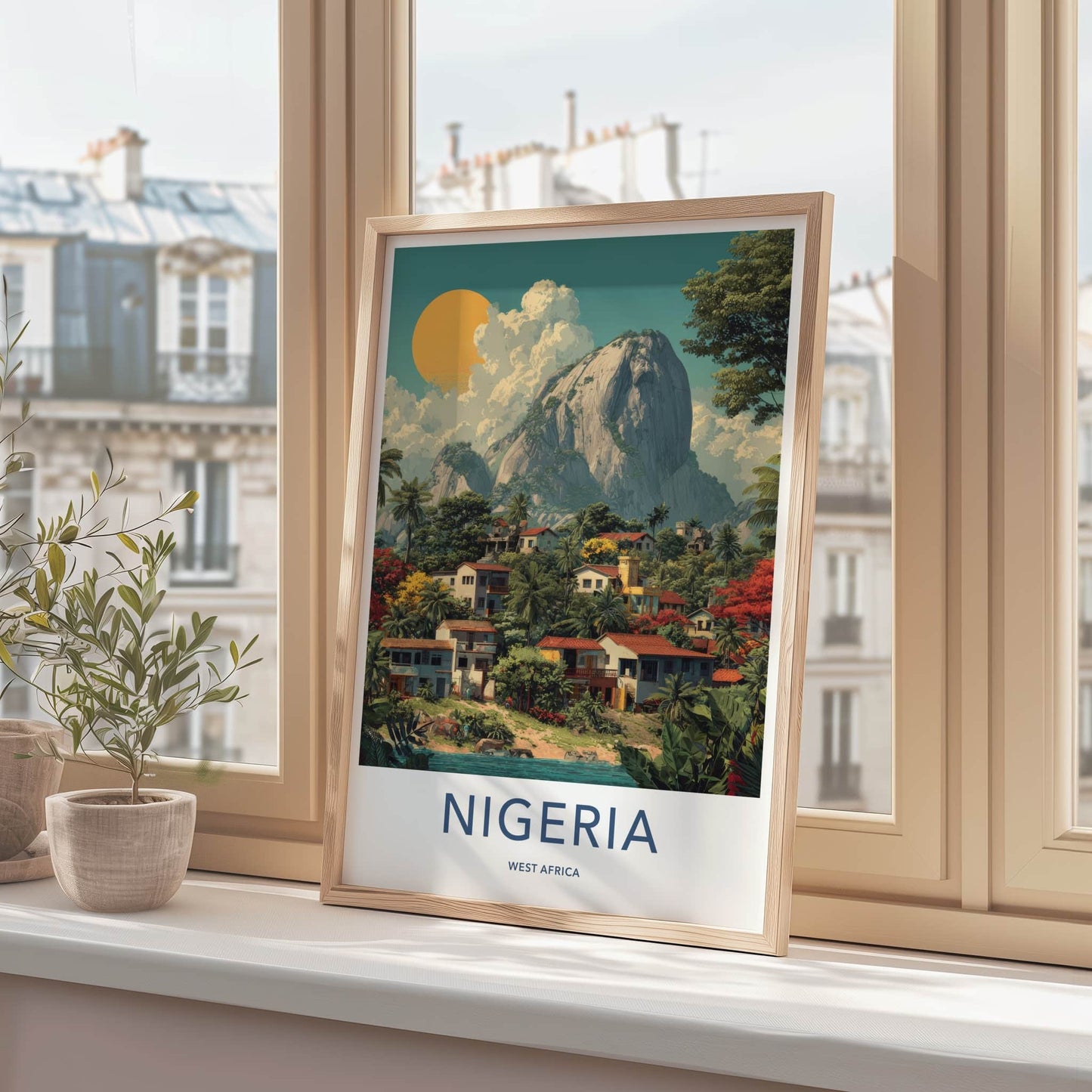 Nigeria Poster - Nigeria Wall Art - Coastal Mountain Village Home Decor