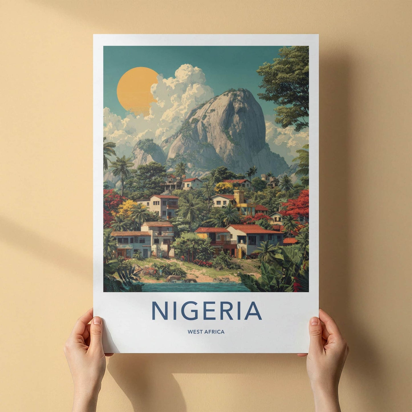 Nigeria Poster - Nigeria Wall Art - Coastal Mountain Village Home Decor