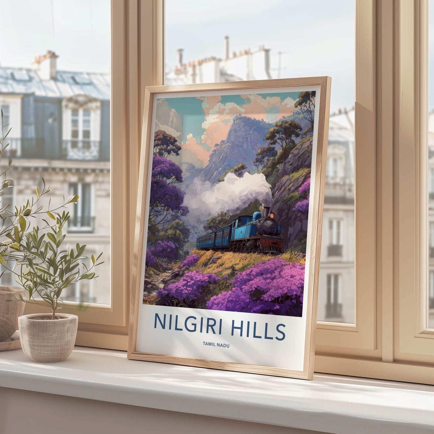 Nilgiri Hills Poster - India Travel Art - Vintage Train Scenic Gallery Art