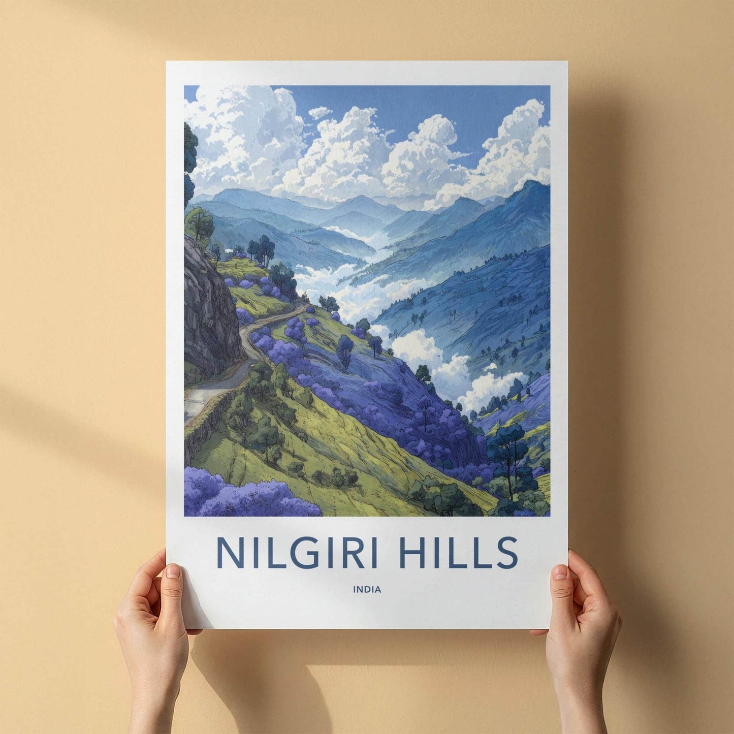 Nilgiri Hills Poster - India Wall Art - Tamil Nadu Misty Mountain Road Gift