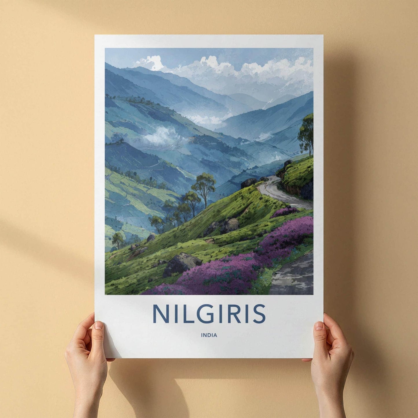 Nilgiris Poster - India Travel Art - Tamil Nadu Winding Mountain Road Home Decor