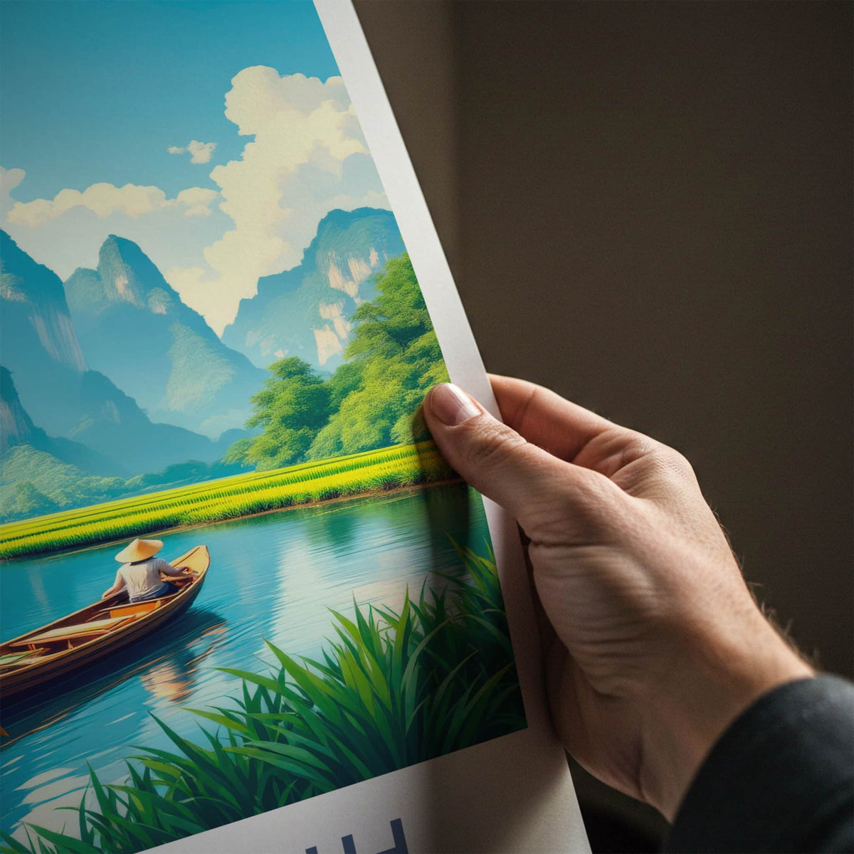 Ninh Binh Poster - Vietnam Art Print - Karst Mountains River Home Decor