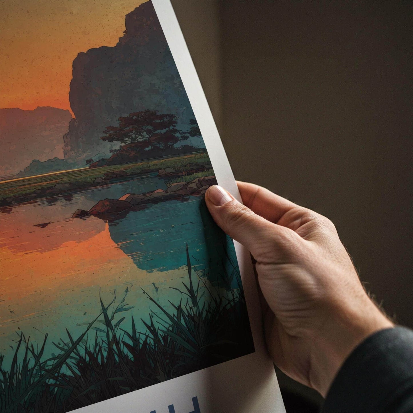 Ninh Binh Poster - Vietnam Travel Print - Rocky Karst Sunset Home Decor