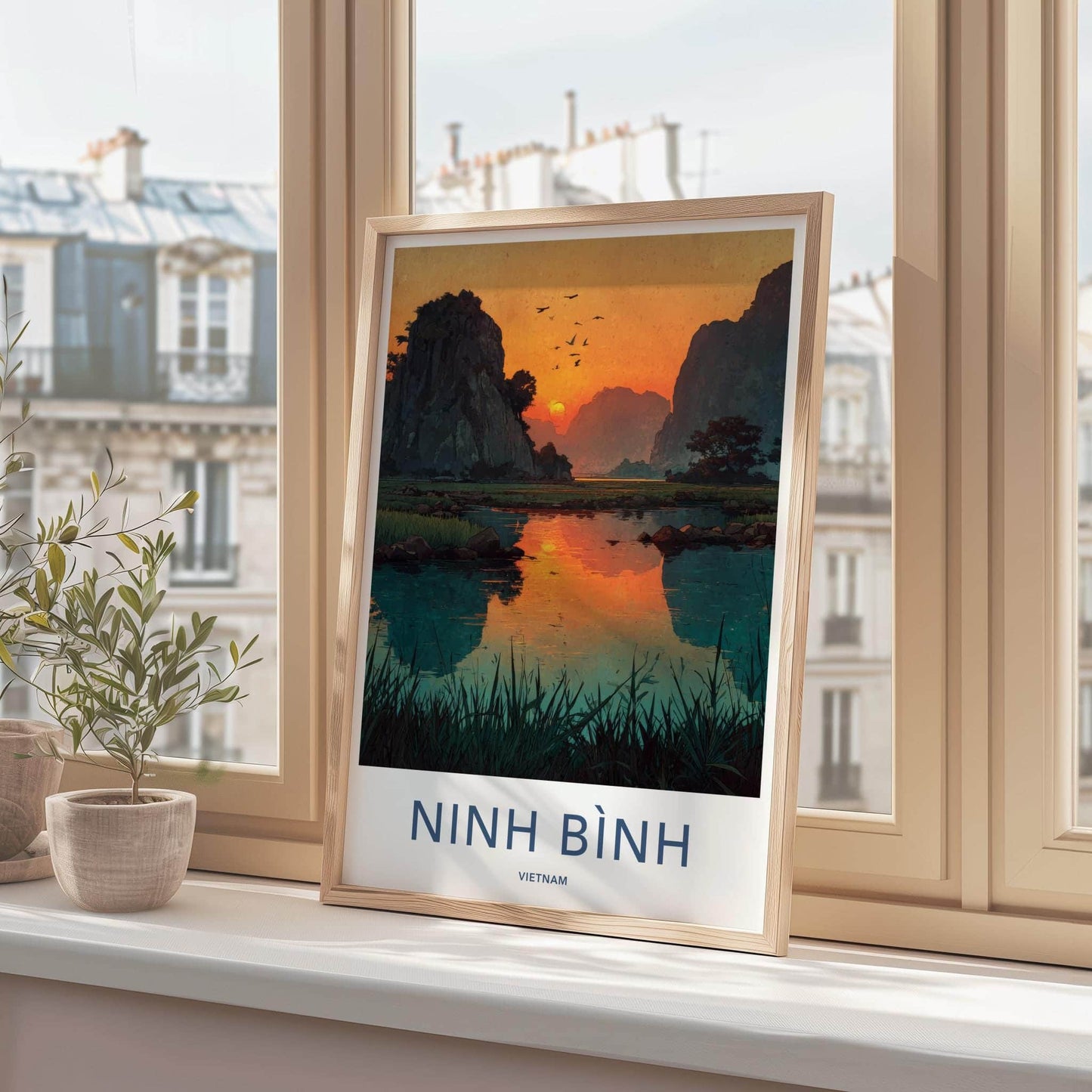 Ninh Binh Poster - Vietnam Travel Print - Rocky Karst Sunset Home Decor