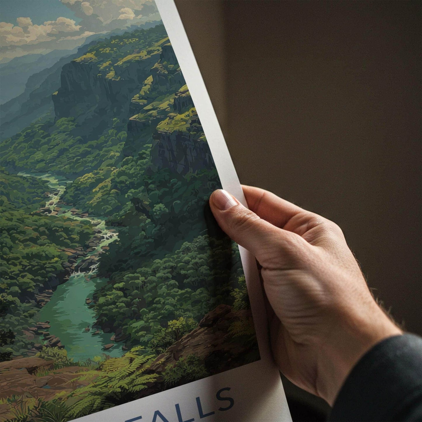 Nohkalikai Falls Poster - India Wall Art - Meghalaya Lush Green Gorge Wall Decor