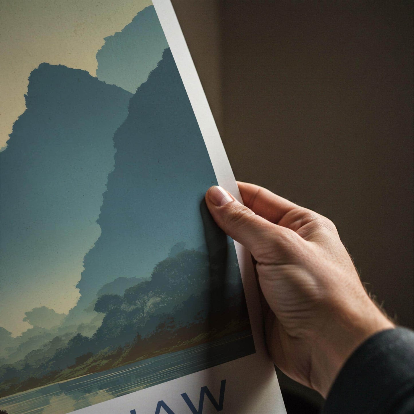 Nong Khiaw Poster - Laos Travel Art - Misty River Mountains Home Decor