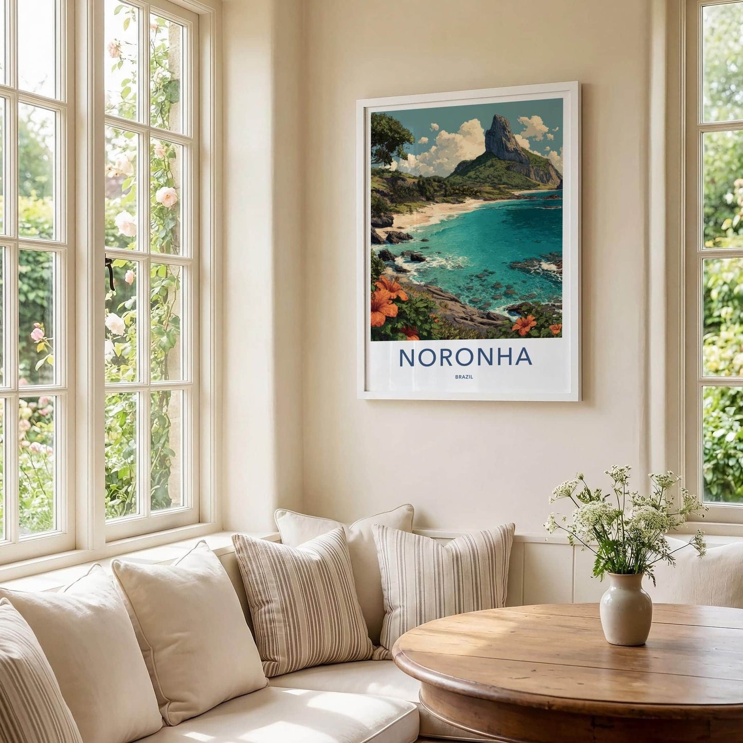 Noronha Poster - Brazil Travel Art - Crystal Water Mountain Home Decor