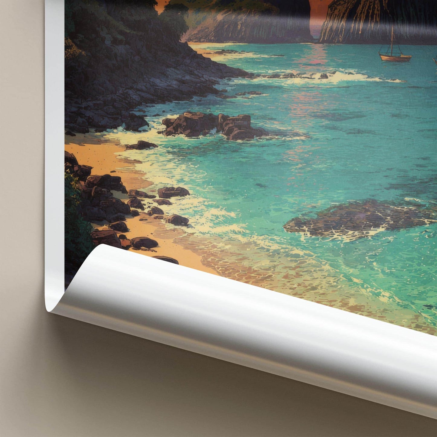 Noronha Poster - Brazil Travel Art - Volcanic Beach Sunset Home Decor