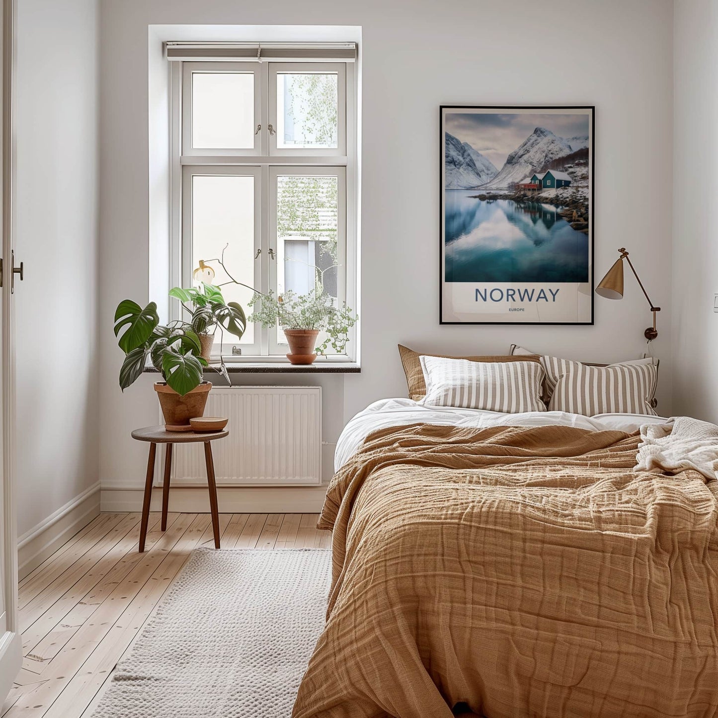 Norway Poster - Norway Travel Art - Winter Mountain Village Home Decor