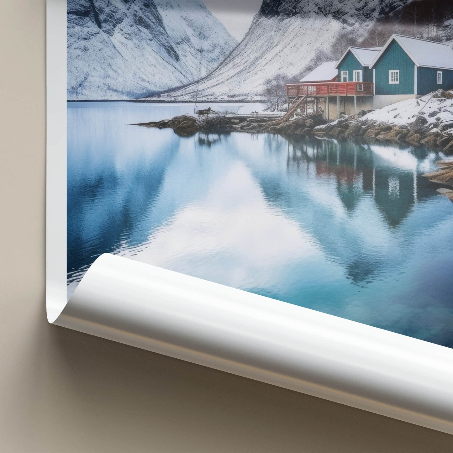 Norway Poster - Norway Travel Art - Winter Mountain Village Home Decor