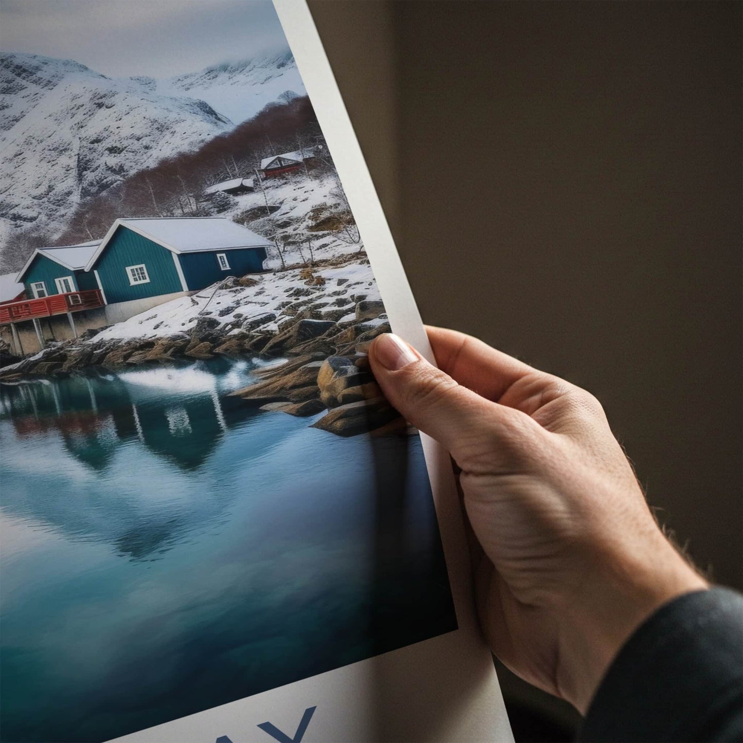 Norway Poster - Norway Travel Art - Winter Mountain Village Home Decor