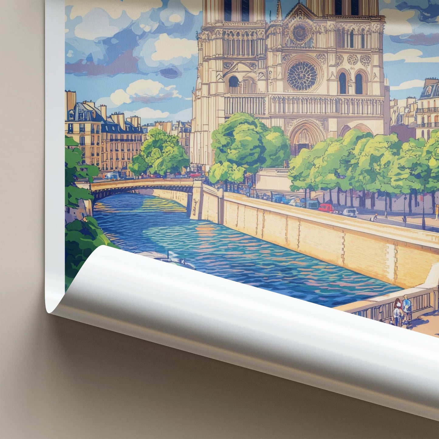Notre Dame Poster - France Framed Print - Paris River Scene Wall Decor