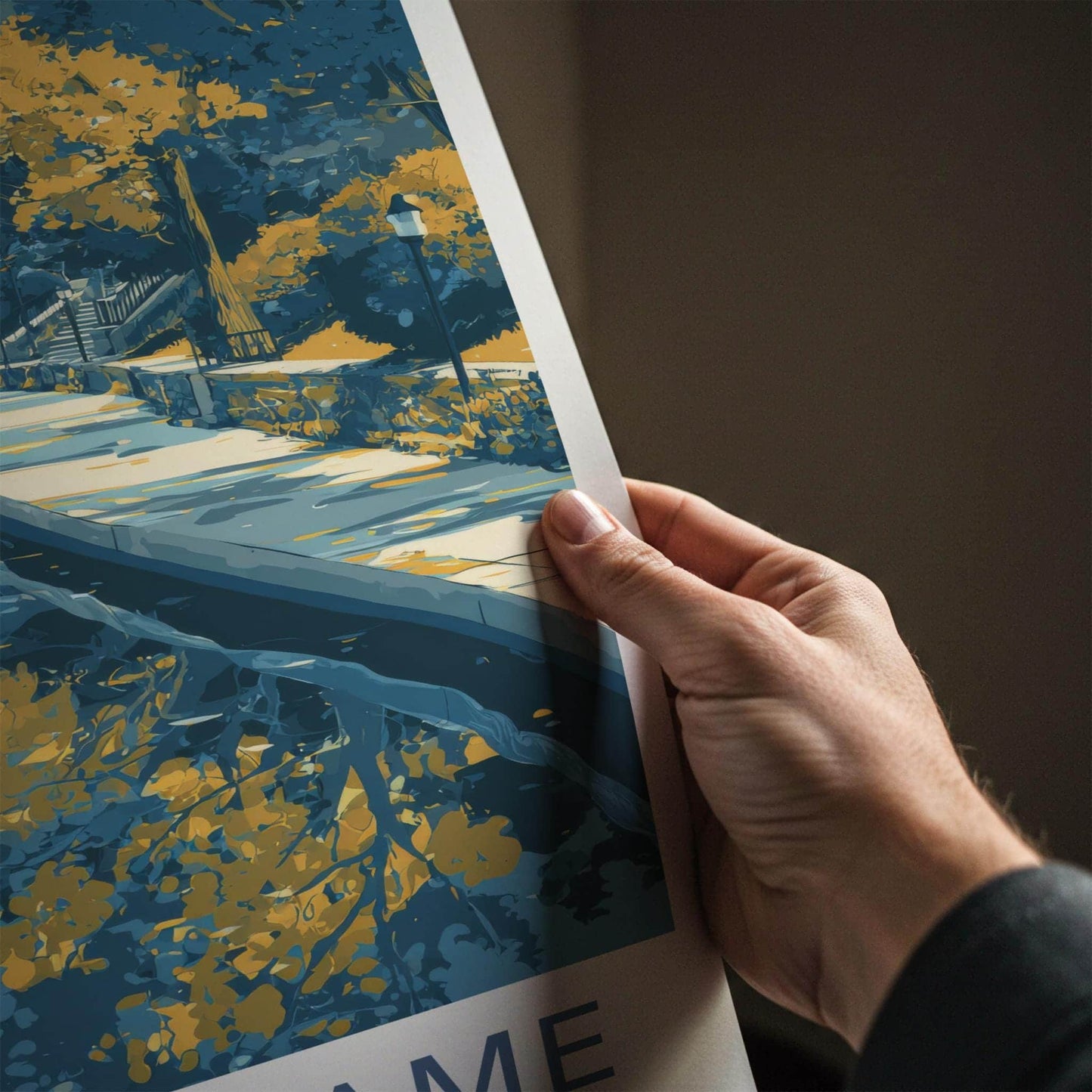 Notre Dame Poster - Indiana Travel Art - Golden Dome Reflection Home Decor