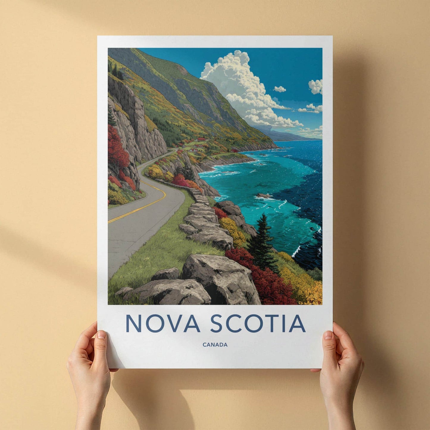 Nova Scotia Poster - Canada Travel Art - Scenic Coastal Drive Home Decor