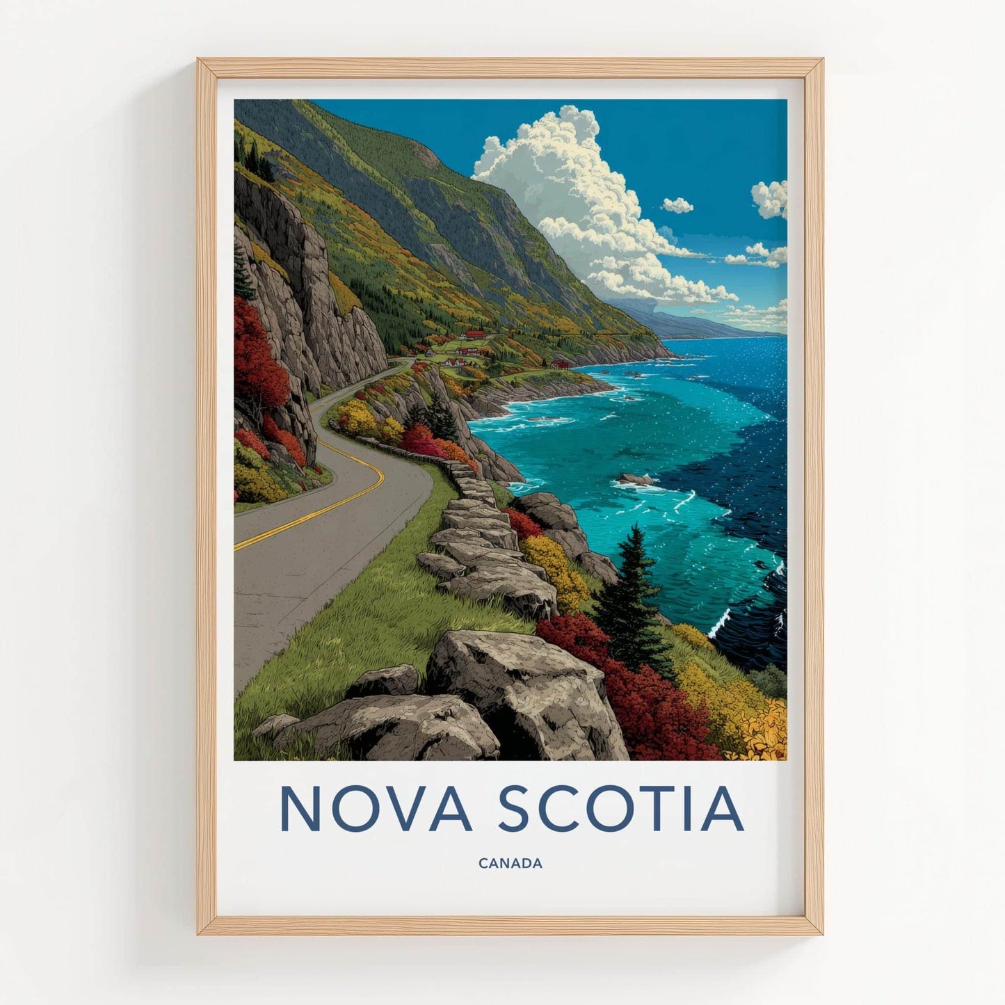Nova Scotia Poster - Canada Travel Art - Scenic Coastal Drive Home Decor