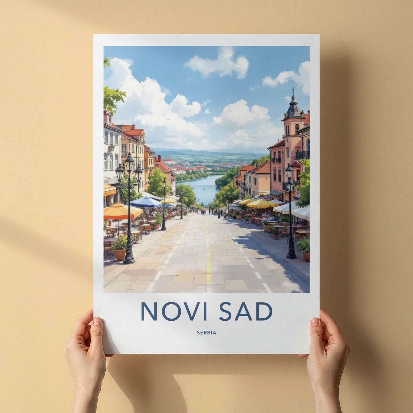 Novi Sad Poster - Serbia Travel Art - Historic City River Home Decor