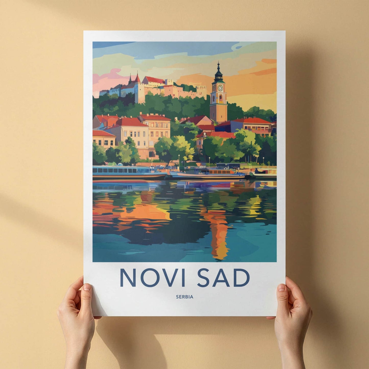 Novi Sad Poster - Serbia Travel Art - River City Tower Wall Decor