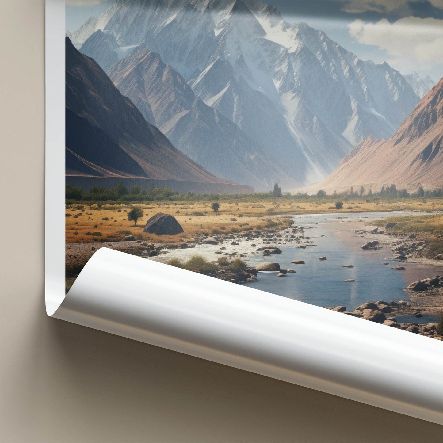Nubra Valley Poster - India Travel Art - Ladakh River Mountain Valley Home Decor