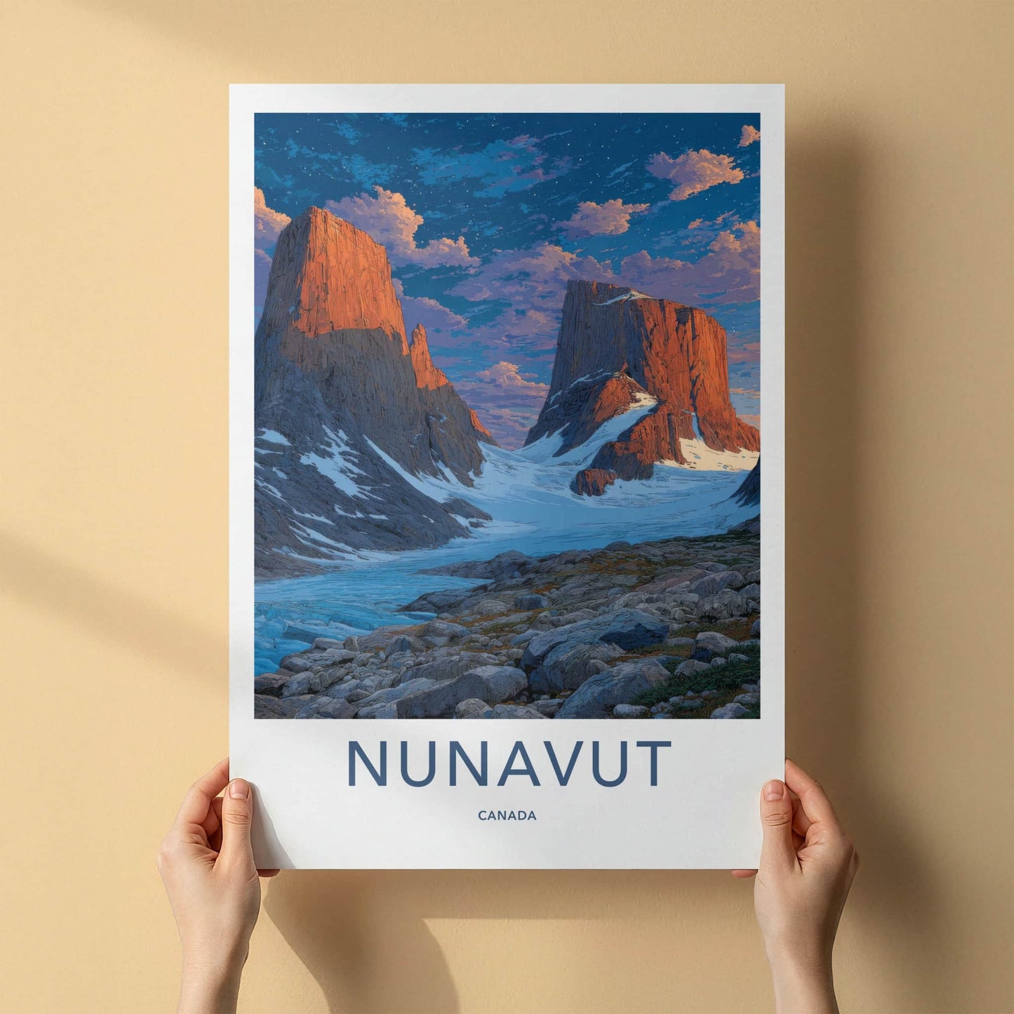 Nunavut Poster - Canada Framed Print - Mountain Glacier Evening Home Decor