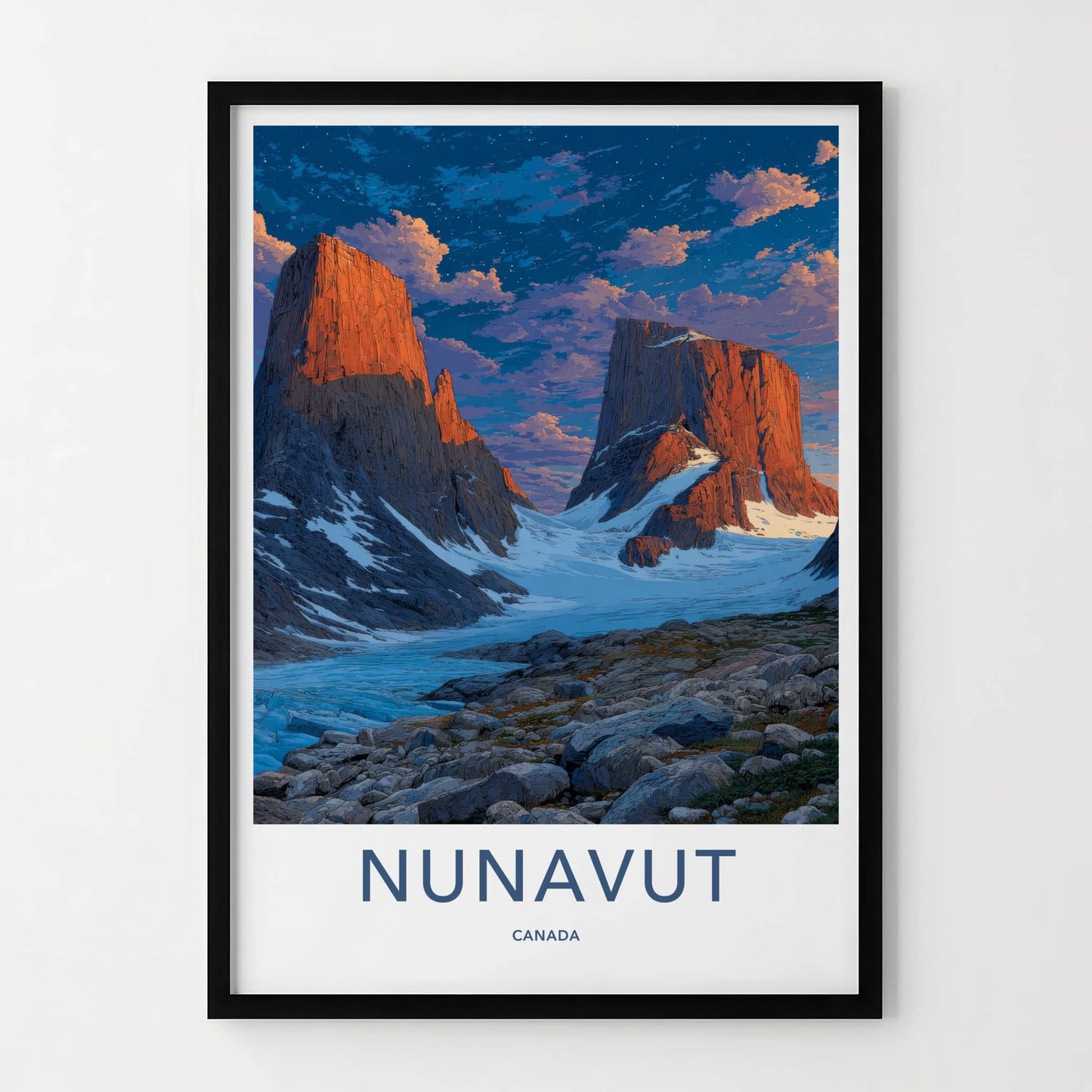 Nunavut Poster - Canada Framed Print - Mountain Glacier Evening Home Decor
