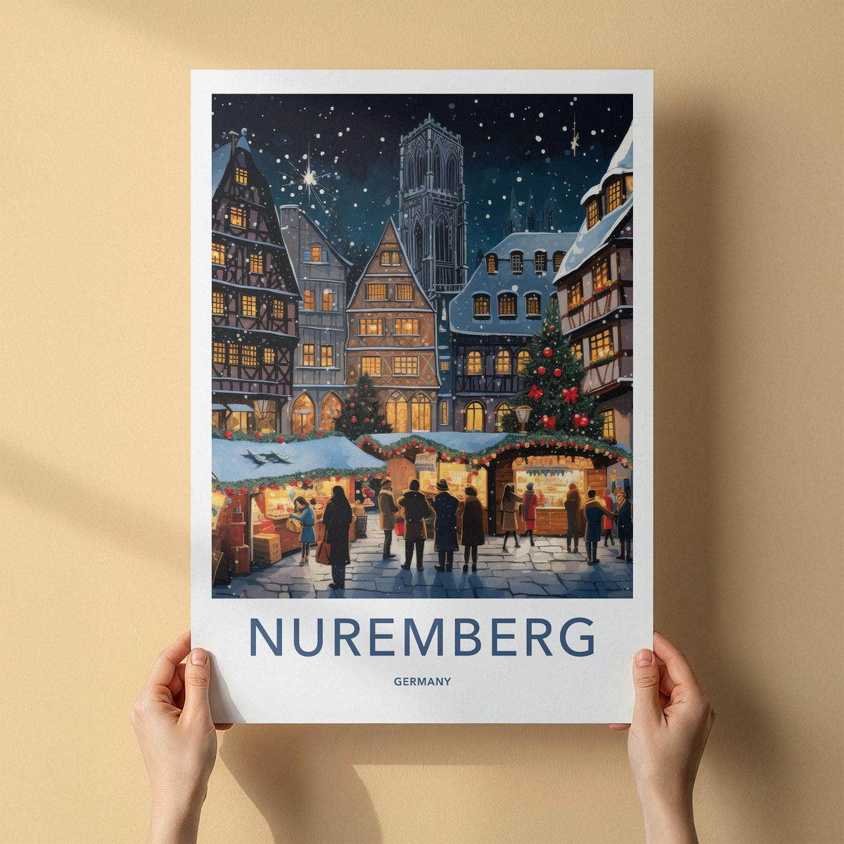 Nuremberg Poster - Festive Holiday Christmas Market Art With Timber
