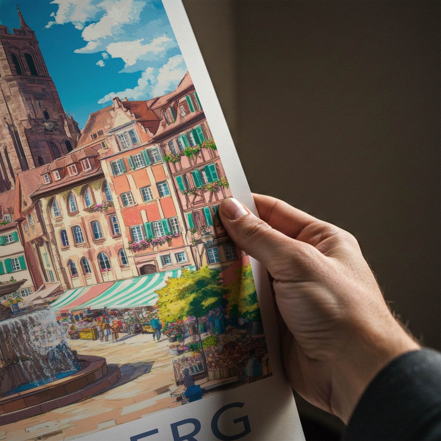 Nuremberg Poster - Germany Travel Art - Historic Market Fountain Home Decor