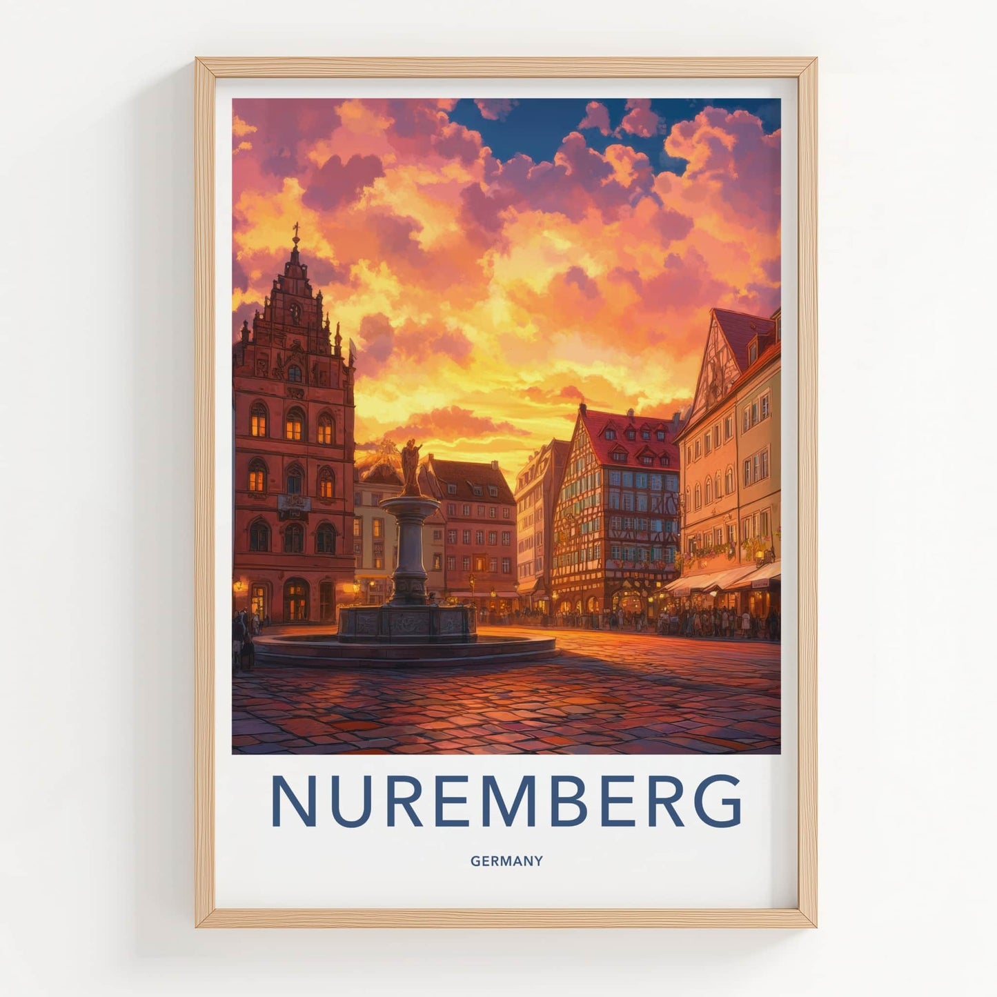 Nuremberg Poster - Germany Travel Art - Historic Square Sunset Home Decor