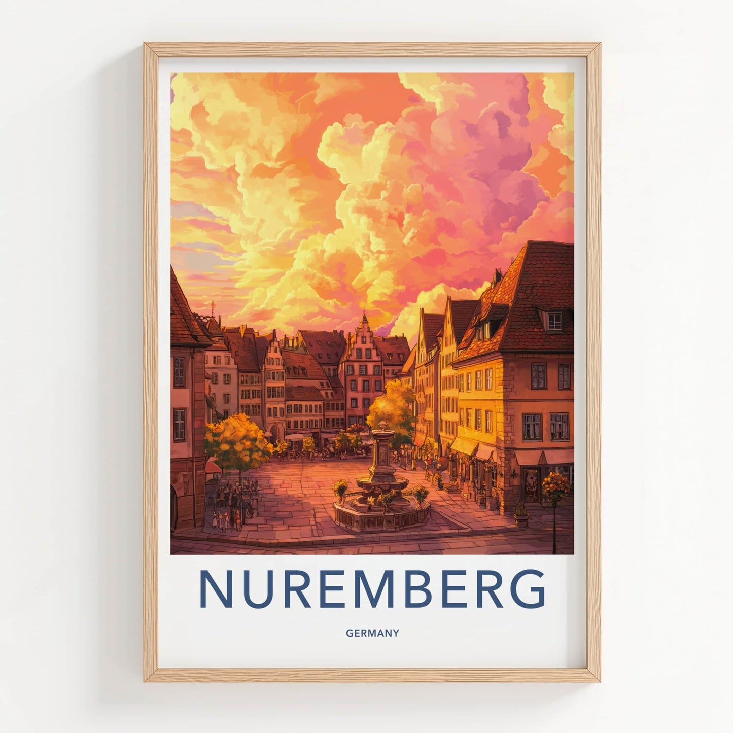 Nuremberg Poster - Germany Travel Art - Vibrant Sunset Square Home Decor