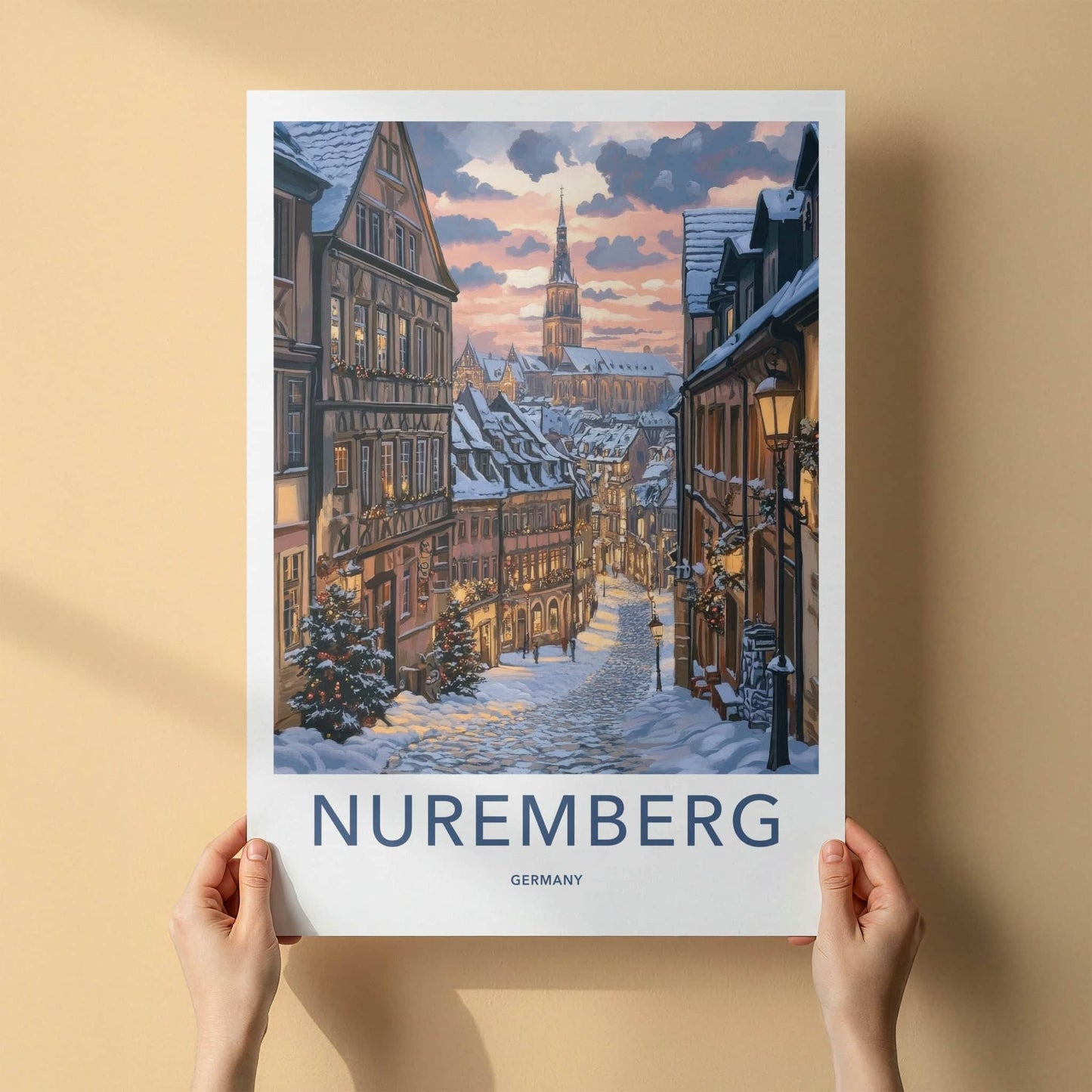 Nuremberg Poster - Germany Travel Art - Warm Winter Glow Home Decor